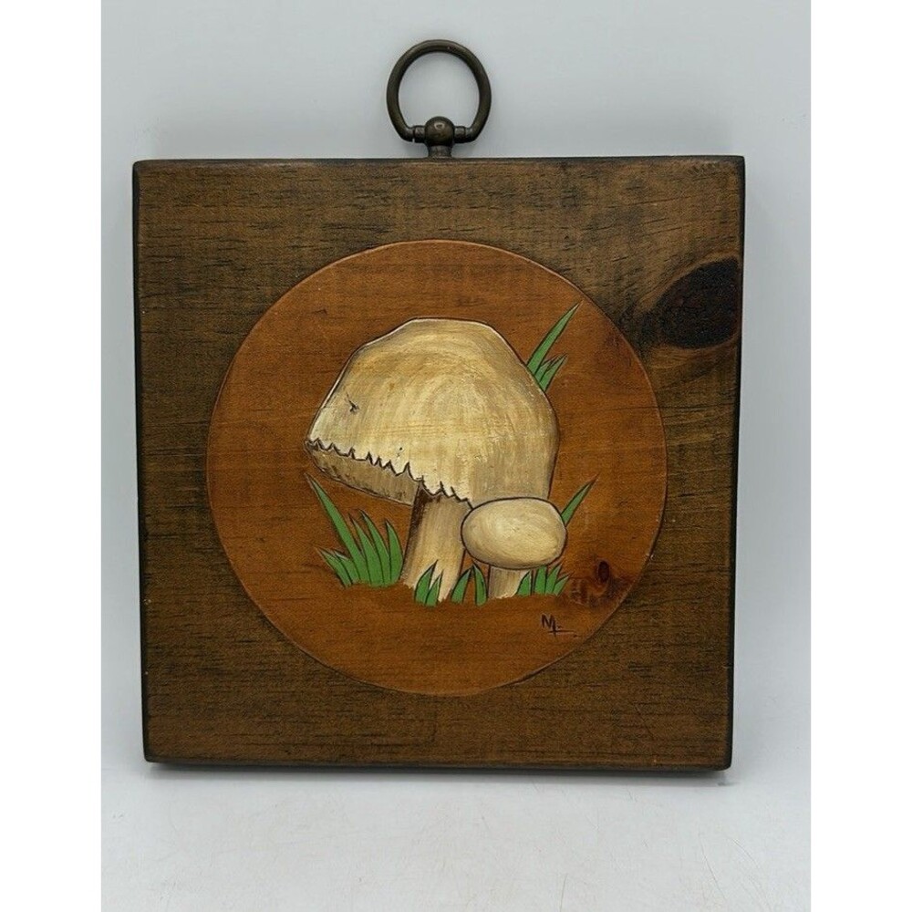 Vintage Mushroom Hanging Wall Plaque Art Wood MCM 1960/70
